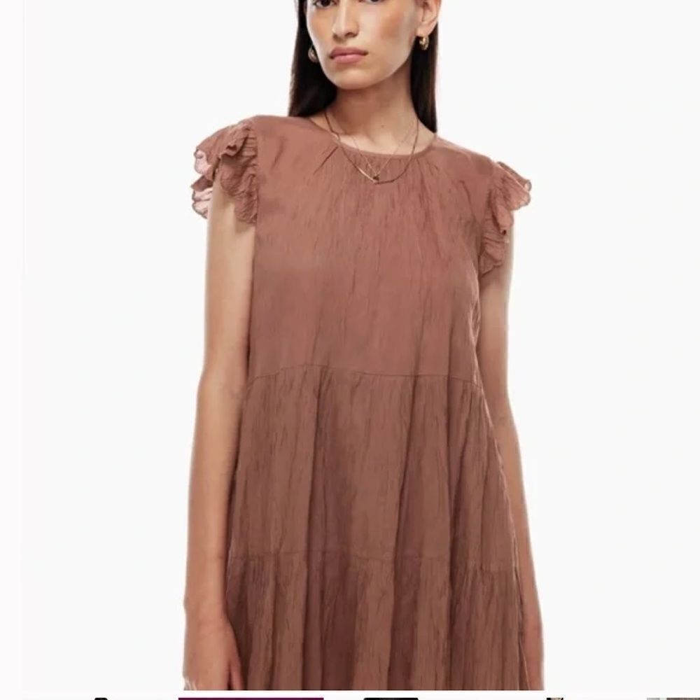 Wilfred Sidonie Dress in Mocha Sorbet Tiered Babydoll/ Mini Dress sz XS - Picture 10 of 11